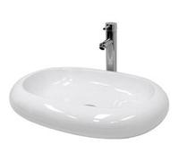ECD Germany Lavabo en Céramique Blanc 630x420x120 mm avec Garniture de Vidage 1 1/4" Blanc G