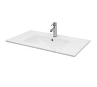 ECD Germany Lavabo en Céramique Blanc 710x465x175 mm avec Garniture de Vidage 1 1/4"" Universel et Trop-Plein, Vasque Encastré, Des