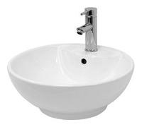 ECD Germany Lavabo Ronde en Céramique, 455x455x185 mm, Blanc, avec Garniture de Vidage 1 Blanc G