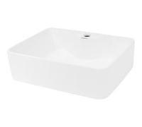 ECD Germany Lavabo Salle de Bain - Ø 480 x 380 x 140 mm - en Céramique - Carré - Blanc - Blanc G