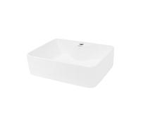 ECD Germany Lavabo Salle de Bain - Ø 480 x 380 x 140 mm - en Céramique - Carré - Blanc - Lave-Mains Evier - Lavabo Vasque à Poser sur Meuble -