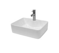 ECD Germany Lavabo Salle de Bain - 480 x 380 mm - en Céramique - Carré - Blanc - Lave-Mains Evier - Lavabo Vasque à Poser sur Meuble - Design Moderne