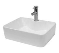 ECD Germany Lavabo Salle de Bain - 480 x 380 mm - en Céramique - Carré - Blanc - Lave-Mains Evier - Lavabo Vasque à Poser sur Meuble - Design Moderne