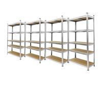 ECD Germany Lot 4x Étagère de Rangement - 180x90x40 cm - Charge jusqu'à 750 kg - en Métal Galvanisé - 5 Panneaux MDF - Étagère de Stockage Rayonnage Robuste Metallique - Étagère de Garage d'Atelier