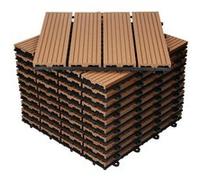 ECD Germany Lot de 11 Carreaux WPC Dalles de Terrasse 30x30cm pour 1m² Marron Clair