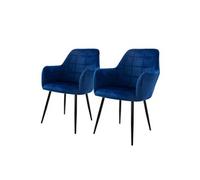 ECD Germany Lot de 2 Chaises de Salle à Manger - Bleu Foncé - Style Rétro - Assise