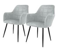 Lot de 2 Chaises de Salle à Manger Cuisine Salon Séjour - Gris - Assise Siège