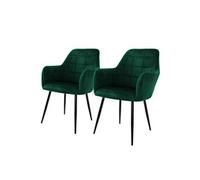 ECD Germany Lot de 2 Chaises de Salle à Manger - Vert Foncé - Style Rétro - Assise