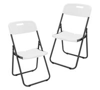ECD Germany Lot de 2 Chaises Pliantes, Blanc Mat, Structure Métallique, Supporte Jusqu’à 200 kg, Peu Encombrantes, Portable, Résistantes aux UV et Intempéries, de Jardin Camping Terrasse Balcon
