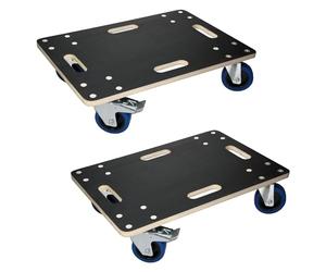 ECD Germany Lot de 2 Chariots à roulettes avec 2 à Frein, 40x60cm, jusqu'à 800 kg, Plaque de Sérigraphie, Roues en Caoutchouc Pivotantes, Transport de Meubles, Aide au Transport, Chariot Déménagement