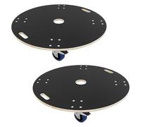 ECD Germany Lot de 2 Chariots de Transport Rondes Ø87cm x14,5 cm avec Plaque Sérigraphiée, Charge Maximale 800kg, 4 Roues Pivotantes Dont 2 avec Freins, Aide au Transport Planche pour Le Déménagement