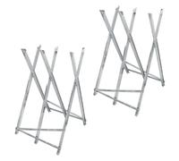 ECD Germany Lot de 2 Chevalets de Sciage pour Tronçonneuse, 3 Positions, en Métal Galvanisé, Capacité de Charge 150 kg, Pliable Réglable, 83x74,5x84,5 cm, Cadre de Sciage, Chevalet de Scie avec Dents