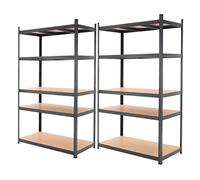 ECD Germany Lot de 2 Étagère d'Atelier - 200x100x60 cm - jusqu'à 875 kg - Anthracite - en Métal Peint par Poudrage - 5 Panneaux MDF - Étagère de Stockage Rayonnage Charges Lourdes - Étagère Rangement
