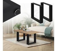 ECD Germany Lot de 2 Pieds de Table 30x43 cm, Noir, Acier Revêtu par Poudre, Design Industriel, Profil Carré, Supports Métalliques pour Banc, Table Basse ou Tabouret, Piètement de Meuble Robuste