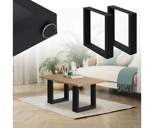 ECD Germany Lot de 2 Pieds de Table 30x43 cm, Noir, Acier Revêtu par Poudre, Design Industriel, Profil Carré, Supports Métalliques pour Banc, Table Basse ou Tabouret, Piètement de Meuble Robuste