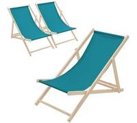 Lot de 3 Chaises Longues Pliantes en Bois Chiliennes, Vert Pétrole, Dossier