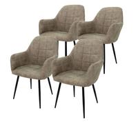 ECD Germany Lot de 4 Chaises de Salle à Manger - Assise Siège Rembourrée en Velours - Structure en Métal - Fauteuil avec Accoudoir