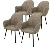 ECD Germany Lot de 4 Chaises de Salle à Manger, avec Dossier et Accoudoirs, Vert Olive, Oliv, Schwarz G