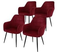 Lot de 4 Chaises de Salle à Manger Cuisine Salon Séjour Bordeaux Assise Siège