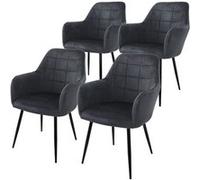 Lot de 4 Chaises de Salle à Manger Cuisine Salon Séjour Gris Foncé Assise