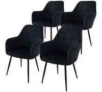 ECD Germany Lot de 4 Chaises de Salle à Manger Cuisine Salon Séjour - Noir - Assise Siège Schwarz G
