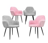 ECD Germany Lot de 4 Chaises de Salle à Manger - Siège Rembourrée en Velours - Pieds en Métal - Fauteuil avec Dossier et Accoudoirs