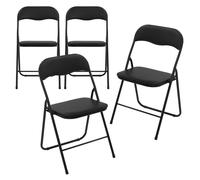 ECD Germany Lot de 4 Chaises Pliantes, Noir, en Matière Synthétique, Rembourrées, Structure Métallique, jusqu'à 110 kg, Peu Encombrantes, Résistantes aux Intempéries, de Jardin Camping Terrasse Balcon