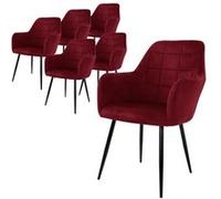 Lot de 6 Chaises de Salle à Manger Cuisine Salon Séjour Bordeaux Assise Siège