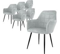 Lot de 6 Chaises de Salle à Manger Cuisine Salon Séjour - Gris - Assise Siège