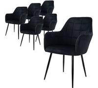 Lot de 6 Chaises de Salle à Manger Cuisine Salon Séjour - Noir - Assise Siège