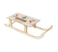 ECD Germany Luge Décorative à LED en Bois avec 60 LED Blanc Chaud, 60x21x13,5 cm, Marron, Fonctionne avec des Piles, avec Minuterie