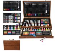 ECD Germany Malette de Peinture 112 Pièces, Crayons de Couleur, Peintures à l'Huile et Acryliques, Aquarelles, Gomme, Taille-Crayon