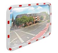 ECD Germany Miroir de Circulation Convexe - 60 x 80 cm - en Plastique ABS - Rétroviseur de Rue - avec Réflecteurs - Support Inclus - Miroir de Signalisation - Miroir de Sécurité - Forme Rectangulaire