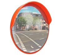 ECD Germany Miroir de Circulation Convexe Extérieur Ø 30 cm, Rouge, en Plastique, Cadre en Polypropylène et Acier, Rétroviseur de Rue, avec Support Pivotant, Miroir de Signalisation Panoramique