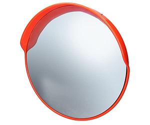 ECD Germany Miroir de circulation, diamètre : 60 cm, avec support pivotant, rouge, incassable, résistant aux intempéries, miroir de sécurité, miroir de surveillance, miroir de surveillance, miroir