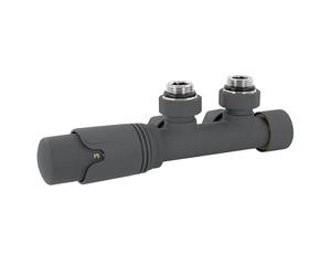 ECD Germany Modern Thermostat Kit de Raccordement Universal Couleur Anthracite - Valve Pré-réglable avec eux Tubes Multiblock - Système de Chauffage - 5 Niveaux Réglables