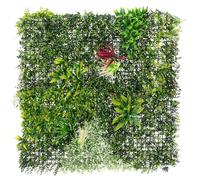 ECD Germany Mur Végétal Artificiel 100x100 cm, Tropical Glow, Décoration Murale Intérieur et Extérieure, Protection Anti-UV, Haie de Fleurs Synthétiques pour Balcon Jardin, Résistant aux Intempéries