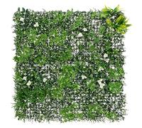 ECD Germany Mur Végétal Artificiel 100x100 cm, White Bloom, Décoration Murale Intérieur et Extérieure, Protection Anti-UV, Haie de Fleurs Synthétiques pour Balcon ou Jardin, Résistant aux Intempéries