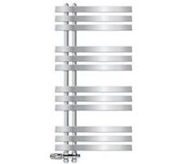 Sèche-serviette ECD Germany Radiateur de salle de bain 500 x 1000 mm sèche-serviettes chrome avec kit de montage mural + thermostat universel