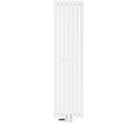 ECD Germany Radiateur Design Stella 370x1400 mm, Blanc avec Garniture de Raccordement Central, Thermostat Inclus, Passage au Sol, Plat, Monocouche, Vertical, Porte Serviette Mural de Salle de Bain Wei