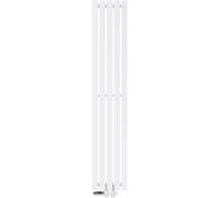 ECD Germany Radiateur Plat Design Stella Non Électrique - 260 x 1400 mm - Blanc - Connexion Central - avec Kit de Raccordement au Sol et Thermostat - Panneau Vertical Chauffage pour Salle de Bain Weiß