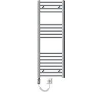 Radiateur Sahara avec Elément Chauffant Electrique 900W - 400 x 1200 mm - Chrome - Connexion Latéral - Forme Courbé - Kit de Montage Mural Inclus -
