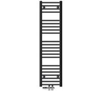 ECD Germany Radiateur Salle de Bain 300x1400 mm Anthracite Droite Raccord Central au Bas avec Garniture de Raccordement Forme Passage au Sol et Thermostat, Sèche-Serviettes avec Kit de Montage Mural A