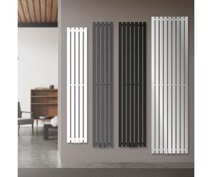 ECD Germany Radiateur Stella Non Électrique - 370 x 1800 mm - Blanc - Connexion Central - sans Kit de Raccordement - Design Panneau Plat - avec Kit Montage Mural - Sèche-Serviettes Salle de Bain
