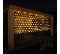 ECD Germany Rideau Pendant Lumineux à LED, PVC, 1,0x2,0 m, 160 LED Blanc Chaud, Chaîne Guirlande Lumineuse, Déco Pluie de Glace, Filet Lumineux IP44, Illumination Noël, Décoration Fête de Mariage