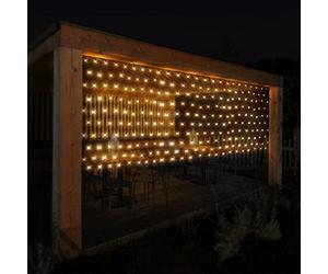 ECD Germany Rideau Pendant Lumineux à LED, PVC, 1,0x2,0 m, 160 LED Blanc Chaud, Chaîne Guirlande Lumineuse, Déco Pluie de Glace, Filet Lumineux IP44, Illumination Noël, Décoration Fête de Mariage