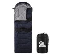 ECD Germany Sac de Couchage Adulte pour Camping Kaki/Bleu Foncé 210 cm, Matériel Léger Chaud et Compact, Portable de 3 Saisons Extérieur, pour Randonnée Voyage ou Tente, avec Housse de Transport