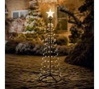 ECD Germany Sapin de Noël LED extérieur 210 cm 370 blanc chaud LED lumières dimmable avec minuterie 9 modes d'éclairage télécommande étoile pyramide de lumière en métal résistant aux intempéries