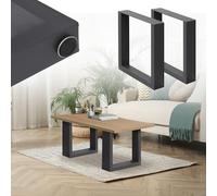 ECD Germany Set 2 Pieds de Table - 40 x 43 cm - Rectangulaire - Gris Foncé - en Acier Revêtu de Poudre - Pied de Meuble Banc - Support Profil Carré - Design Industriel - pour Table à Manger Bureau
