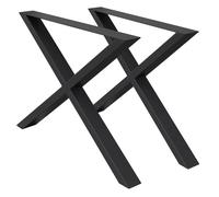ECD Germany Set 2 Pieds de Table - 60 x 72 cm - Forme X - Noir - Acier Revêtu de Poudre - Noir G